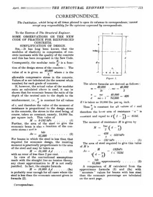 Correspondence. Some Observations on the New Code of Practice for Reinforced Concrete. Simplificatio