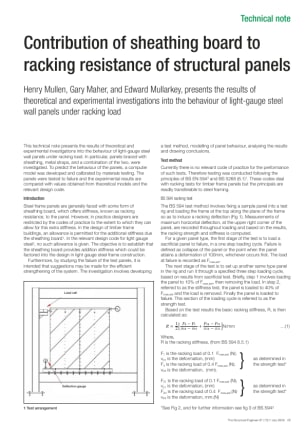 Contribution of sheathing board to racking resistance of structural panels