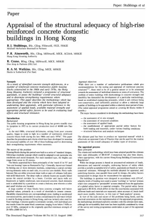 Appraisal of the Structural Adequacy of High-Rise Reinforced Concrete Domestic Buildings in Hong Kon