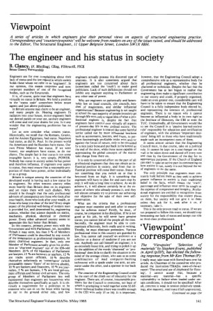 Viewpoint on The Engineer and his Status in Society