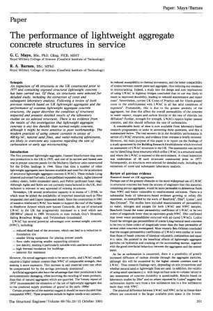 The Performance of Lightweight Aggregate Concrete Structures in Service