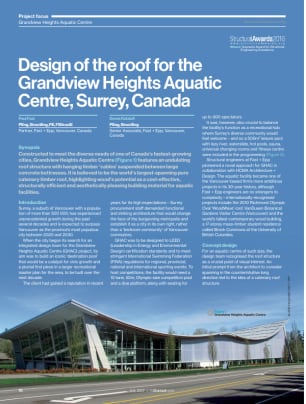 Design of the roof for the Grandview Heights Aquatic Centre, Surrey, Canada