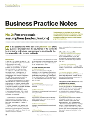 Business Practice Note No. 2: Fee proposals – assumptions (and exclusions)
