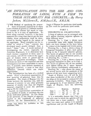 An Investigation into the Size and Confirmation of Sands, With a View to Their Suitability for Concr