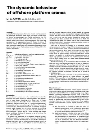 The Dynamic Behaviour of Offshore Platform Cranes