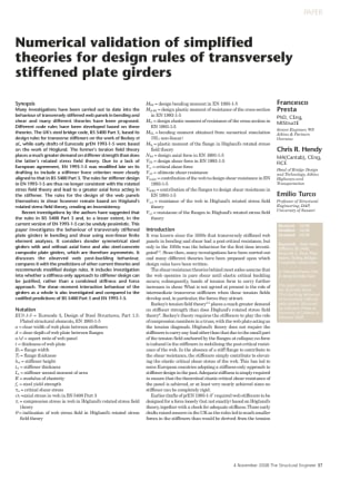 Numerical validation of simplified theories for design rules of transversely stiffened plate girders