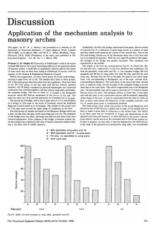 Discussion on Application of Mechanism Analysis to Masonry Arches by Dr. W.J. Harvey