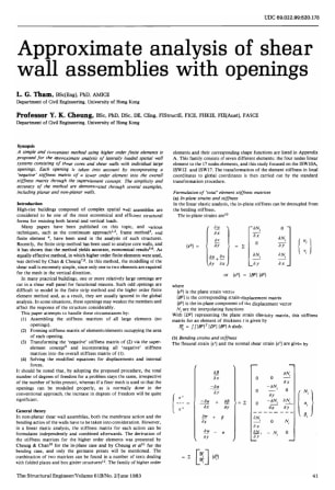 Approximate Analysis of Shear Wall Assemblies with Openings