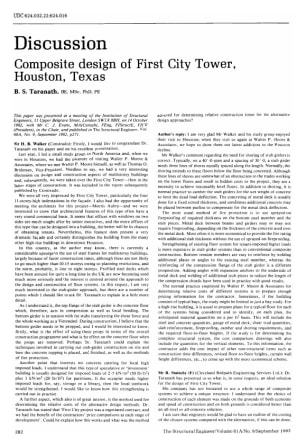 Discussion on Composite Design of First City Tower, Houston, Texas