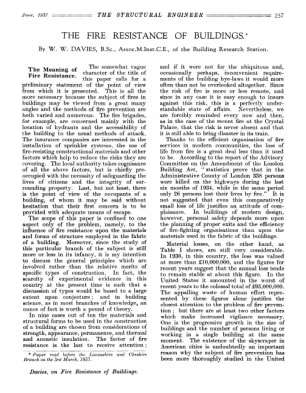 The Fire Resistance of Buildings