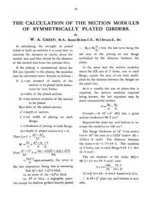 The Calculation of the Section Modulus of Symmetrically Plated Girders