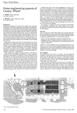 Some Engineering Aspects of Canary Wharf