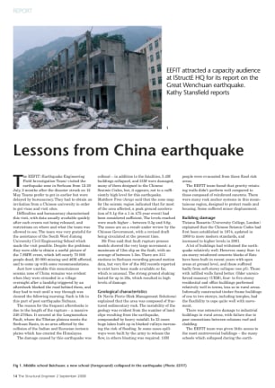 EEFIT: Lessons from China earthquake