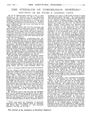 The Strength of Compression Members Discussion on Mr. Ewart S. Andrews' Paper 