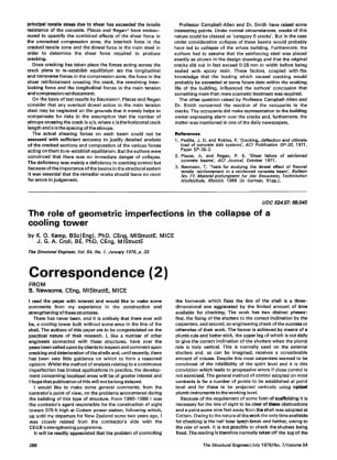 Correspondence (2) on The Role of Geometric Imperfections in the Collapse of a Cooling Tower by K.O.