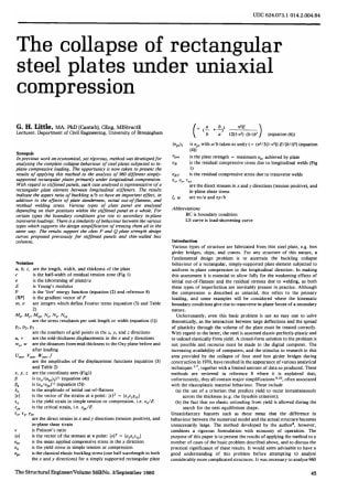 The Collapse of Rectangular Steel Plates Under Uniaxial Compression