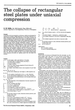The Collapse of Rectangular Steel Plates Under Uniaxial Compression