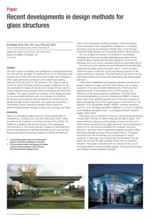 Recent developments in design methods for glass structures