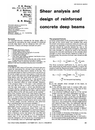 Shear Analysis and Design of Reinforced Concrete Deep Beams