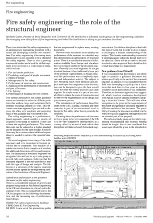 Fire Engineering. Fire Safety Engineering - the Role of the Structural ...