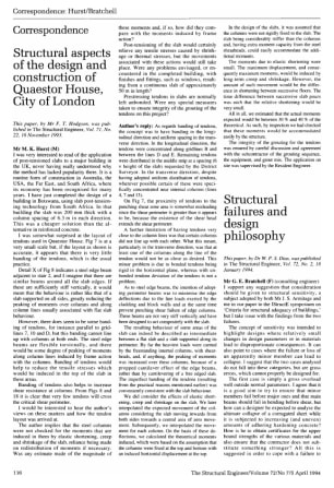 Correspondence on Structural Aspects of the Design and Construction of Quaestor House, City of Londo