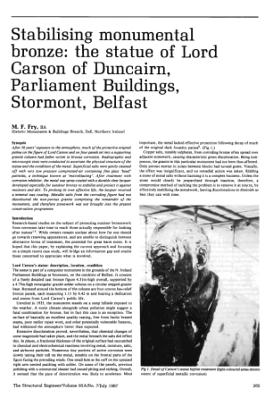 Stabilising Monumental Bronze: the Statue of Lord Carson of Duncairn, Parliament Buildings, Stormont