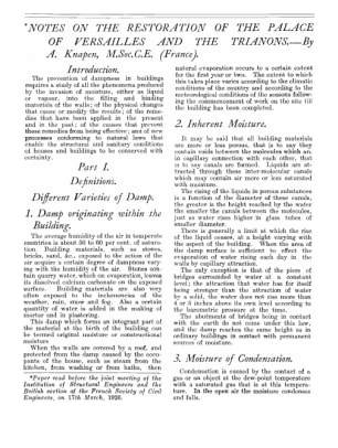 Notes on the Restoration of the Palace of Versailles and the Trianons