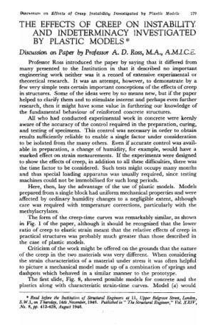 The Effects of Creep on Instability and Indeterminacy Investigated by Plastic Models. Discussion on 