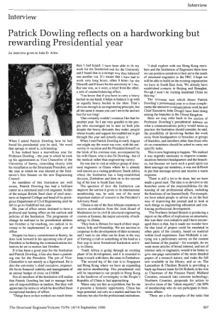Interview. Patrick Dowling Reflects on a Hardworking but Rewarding Presidential Year
