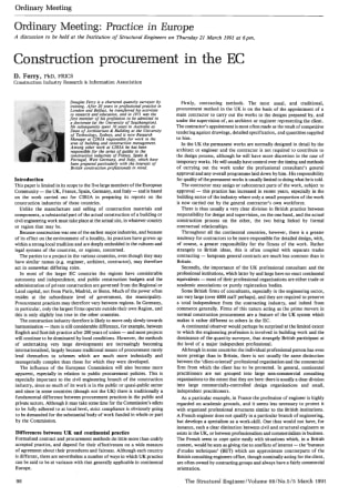 Construction Procurement in the EC