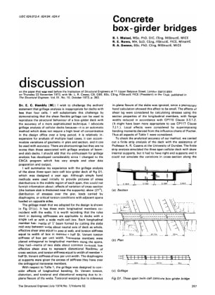 Discussion on Concrete Box-girder Bridges by B.I. Maisel, R.E. Rowe and R.A. Swann