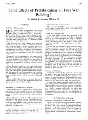 Some Effects of Prefabrication on Post War Building 