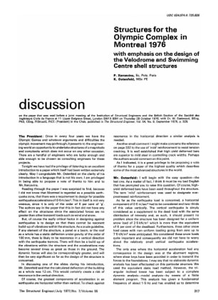 Discussion on Structures for the Olympic Complex in Montreal 1976 with Emphasis on the Design of the