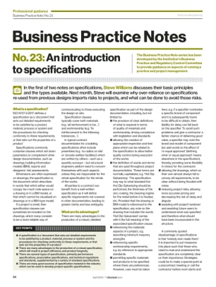 Business Practice Note No. 23: An introduction to specifications