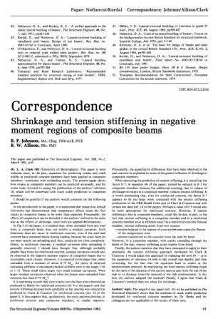 Correspondence on Shrinkage and Tension Stiffening in Negative Moment Regions of Composite Beams by 