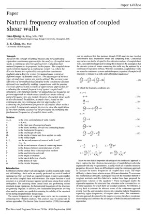 Natural Frequency Evaluation of Coupled Shear Walls