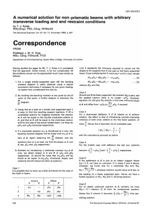 Correspondence on A Numerical Solution for Non-prismatic Beams with Arbitrary Transverse Loading and