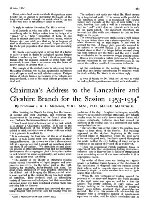 Chairman's Address to the Lancashire and Cheshire Branch for the Session 1953-1954
