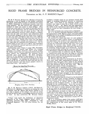 Rigid Frame Bridges in Reinforced Concrete. Discussion on Mr. A.P. Mason's Paper