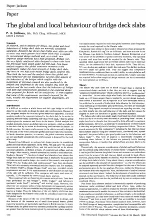 The Global and Local Behaviour of Bridge Deck Slabs