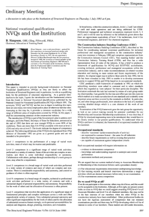 National Vocational Qualifications. NVQs and the Institution
