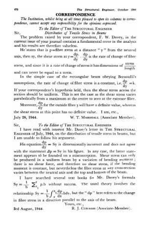 Correspondence. Distribution of Tensile Stress in Beams