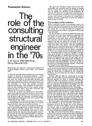 Presidential Address. The Role of the Consulting Structural Engineer in the '70s
