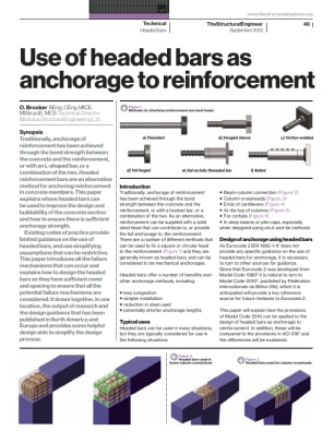Use of headed bars as anchorage to reinforcement