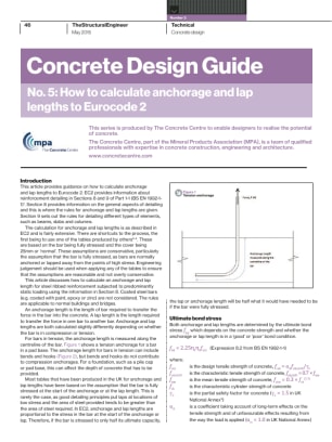 Concrete Design Guide. No. 5: How to calculate anchorage and lap lengths to Eurocode 2