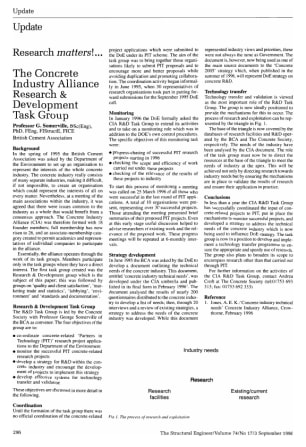 Update. Research Matters!.. The Concrete Industry Alliance Research and Development Task Group
