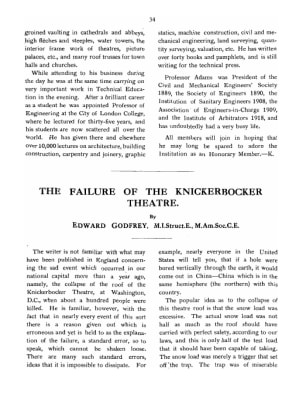 The Failure of the Knickerbocker Theatre