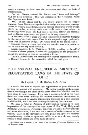 Professional Engineer and Architect Registration Laws in the State of Ohio