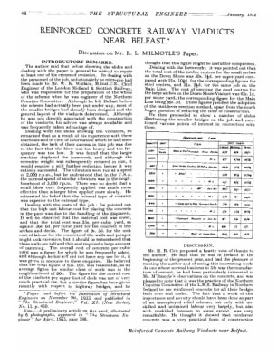 Reinforced Concrete Railway Viaducts near Belfast. Discussion on Mr R.L. M'Ilmoyle's Paper
