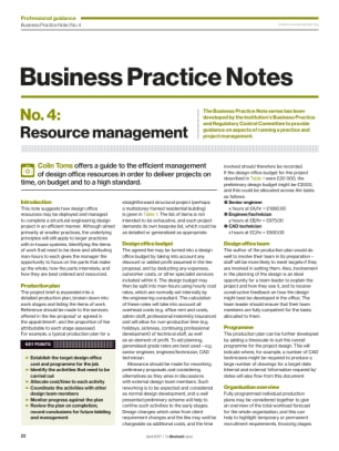 Business Practice Note No. 4: Resource management